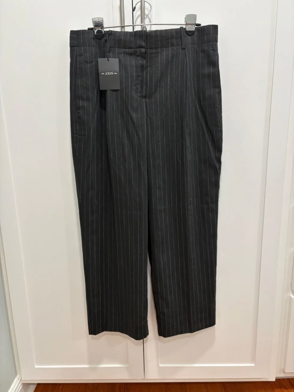 NWT J.Crew Italian Wool Blend Pinstripe Pleated Tapered Pants 12